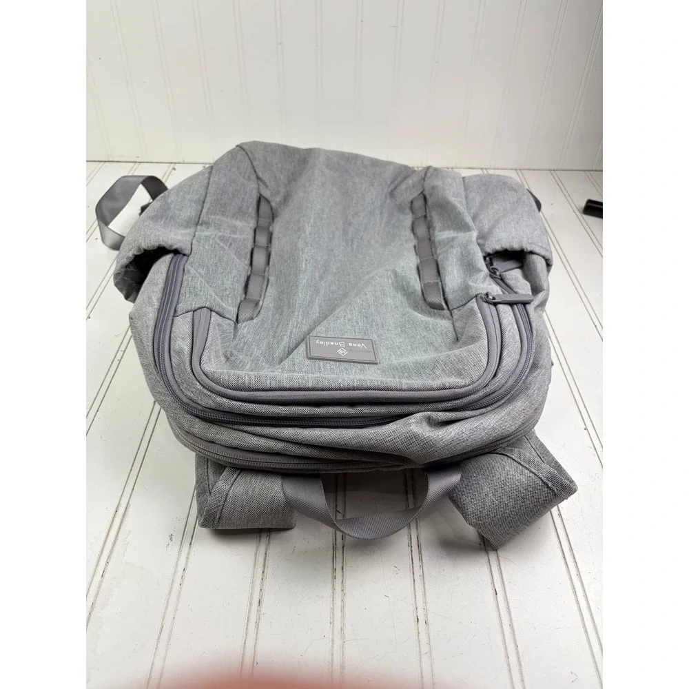 Vera Bradley Vintage Gray Lighten Up Sporty Backpack Floral Lining Women's